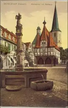 64720 Michelstadt, Marktplatz mit Rathaus, * ca. 1920