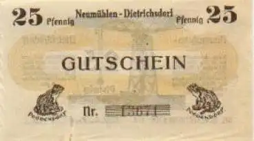 24109 Neumühlen-Dietrichsdorf Städtenotgeld 25 Pfennige Frösche 1922