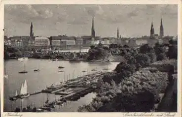 Hamburg Lombardsbrücke mit Stadt o 18.6.1930