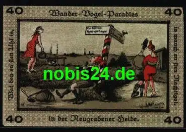 Neugraben-Hausbruch Städtenotgeld Wandervogelparadies Wert 40 Pfennige  1921