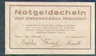 23669 Ostseebad Niendorf Städtenotgeld 50 Pfennige 1921