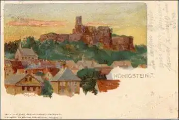 61462 Königstein Taunus Künstlerkarte Münch o 10.5.1914