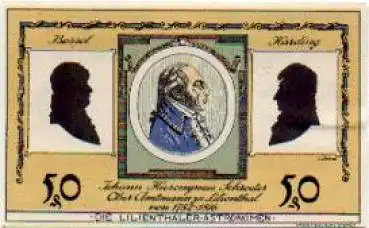 28865 Lilienthal Städtenotgeld 50 Pfennige Johann Hieronymus Schroeter 1921