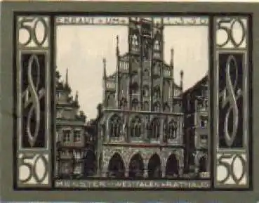 48147 Münster Städtenotgeld Wert 50 Pfennige Rathaus 1921