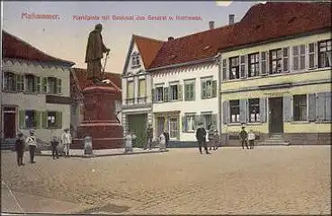 67487 Maikammer Marktplatz mit Denkmal des General von Hartmann gebr. 8.11.1924