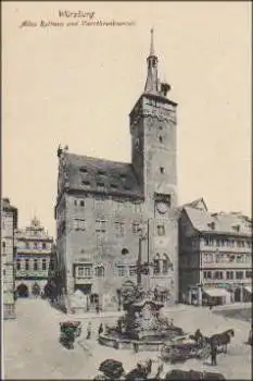 Würzburg Altes Rathaus und Vierröhrenbrunnen * ca. 1920