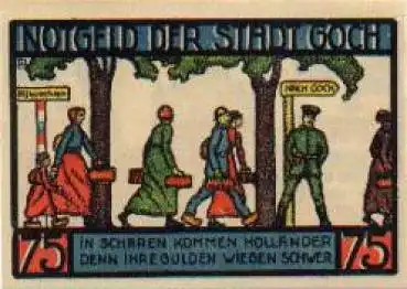 47574 Goch Städtenotgeld 75 Pfennige Nr. 4 1921