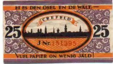 47700 Crefeld Städtenotgeld Wert 25 Pfennige 1921