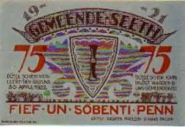 25878 Seeth Städtenotgeld 75 Pfennig 1922
