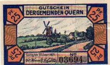24972 Quern Städtenotgeld 25 Pfennige Windmühle  1921