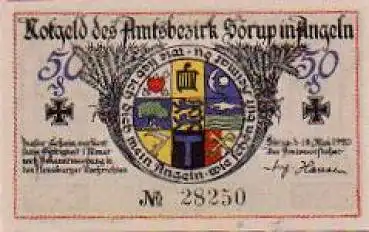 24966 Sörup Städtenotgeld 50 Pfennige Wappen 1920