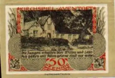 25927 Kirschpiel Aventoft Städtenotgeld 50 Pfennige Bauernhaus 1921