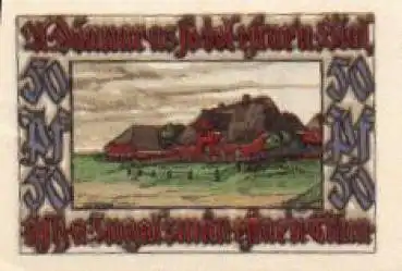 25946 Norddorf Städtenotgeld 50 Pfennige Bauernhaus 1921