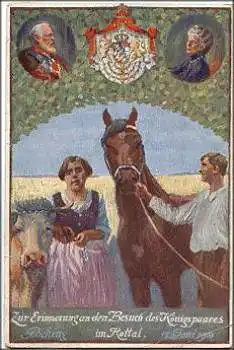 94060 Pocking Besuch Königspaar,Adel,Pferd Künstlerkarte o 19.7.1914