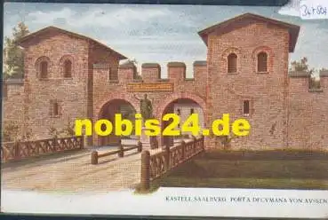 61273 Saalburg Kastell Eingang Künstlerkarte *ca. 1900