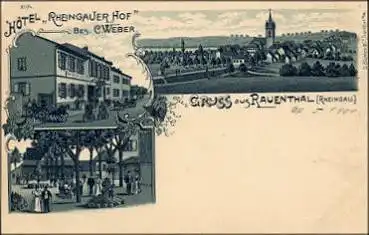 65343 Rauenthal Hotel Rheingauer Hof Litho * ca. 1900