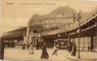 Hamburg Hochbahnstation Rödingsmarkt mit Steuer-Gebäude  * ca. 1910