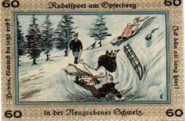 Neugraben-Hausbruch Städtenotgeld 60 Pfennige Rodelsport 1921