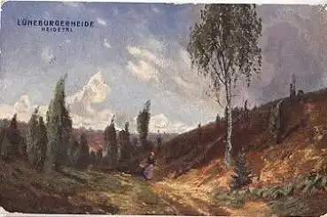 29614 Lüneburger Heide Heidetal Künstlerkarte o ca. 1905 Bahnpost Hannover - Hamburg Zug Nr. 295