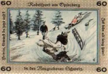 22359 Neugraben-Hausbruch Städtenotgeld 60 Pfennige Rodelsport 1921