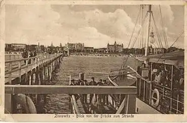 17454 Zinnowitz Seebrücke zum Strand gebr. ca. 1910