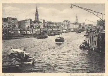 Hamburg Kajen mit Binnenhafen o 28.7.1930