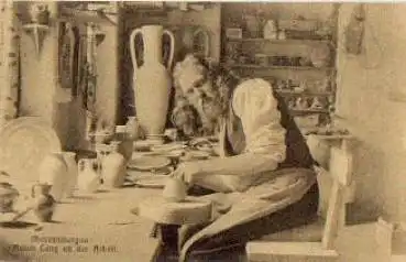 82487 Oberammergau, Anton Lang bei der Arbeit, Töpfer * ca. 1920