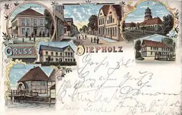 49356 Diepholz Wassermühle Litho o 4.4.1899 Bahnpost Hamburg - Osnabrück Zug Nr. 95