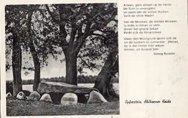 49429 Ahlhorner Heide Opferstein mit Spruch Georg Ruseler * ca. 1950