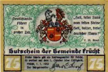 56132 Frücht Städtenotgeld 75 Pfennige 1922