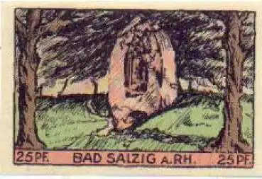 56154 Bad Salzig, Städtenotgeld, Wert 25 Pfennige, 1921