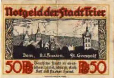 Trier Städtenotgeld 50 Pfennige 1921