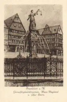 Frankfurt Main Gerechtigkeitsbrunnen Haus Heyland Künstlerkarte Liebig  *ca.1920
