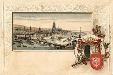 Frankfurt Main Passpartout Prägekarte * ca. 1900