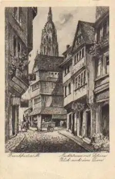 Frankfurt Main Markstrasse mit Schirne Künstlerkarte Liebig *1920