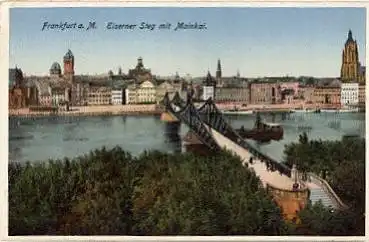 Frankfurt Main Eiserner Steg mit Mainkai * ca. 1920