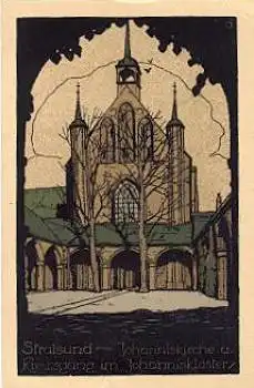 Stralsund Johanniskirche und Kreuzgang Johanniskloster Steindruck o 16.8.1910