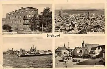 Stralsund, Hauptbahnhof, Straßenbahn, o ca. 1955