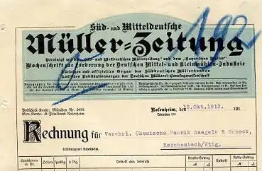 Rosenheim Müller-Zeitung Briefkopf 13.10.1913