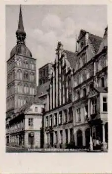 Stralsund, Badenstraße mit Nikolaikirche * ca. 1955