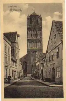 Stralsund, Böttcherstraße mit Jacobikirche, * ca. 1920