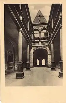 Stralsund Rathaus-Säulenhalle mit Denkmal Gustav-Adolf, * ca. 1955