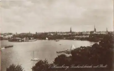 Hamburg Lombardsbrücke mit Stadt o 18.6.1925