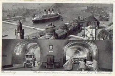 St. Pauli Hamburg Hafen mit Innen- u. Aussenansicht des Elbtunnel *ca. 1930