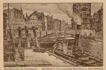 Hamburg Schaartor mit Neptunhaus Künstlerkarte Ullmann * ca. 1920