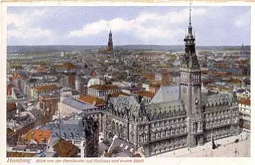 Hamburg von der Petrikirche auf Rathaus und innere Stadt * ca. 1920