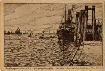 St. Pauli Hamburg Landungsbrücken Künstlerkarte Ullmann * ca.1920