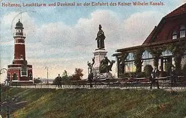 Holtenau Leuchtturm und Denkmal an der Einfahrt des Kaiser Wilhelm-Kanals o ca. 1910
