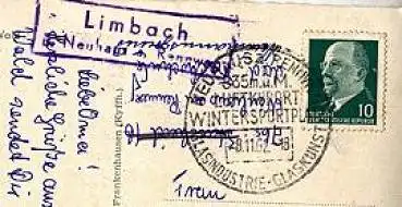 98749 Limbach über Neuhaus am Rennweg Landpoststempel Künstlerkarte Alfred Hoppe Thüringer Wald III o 3.10.1962