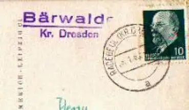 02999 Bärwalde Kreis Dresden Landpoststempel o 28.01.1963 auf Rosenkarte